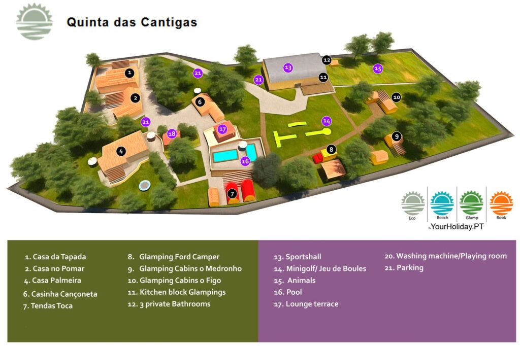 Eco resort Quinta das Cantigas Portugal for your holiday or long stay