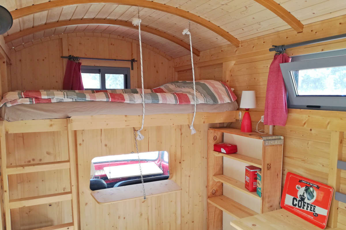 Glamping Portugal at Quinta das Cantigas_red ford_double bed.jpg
